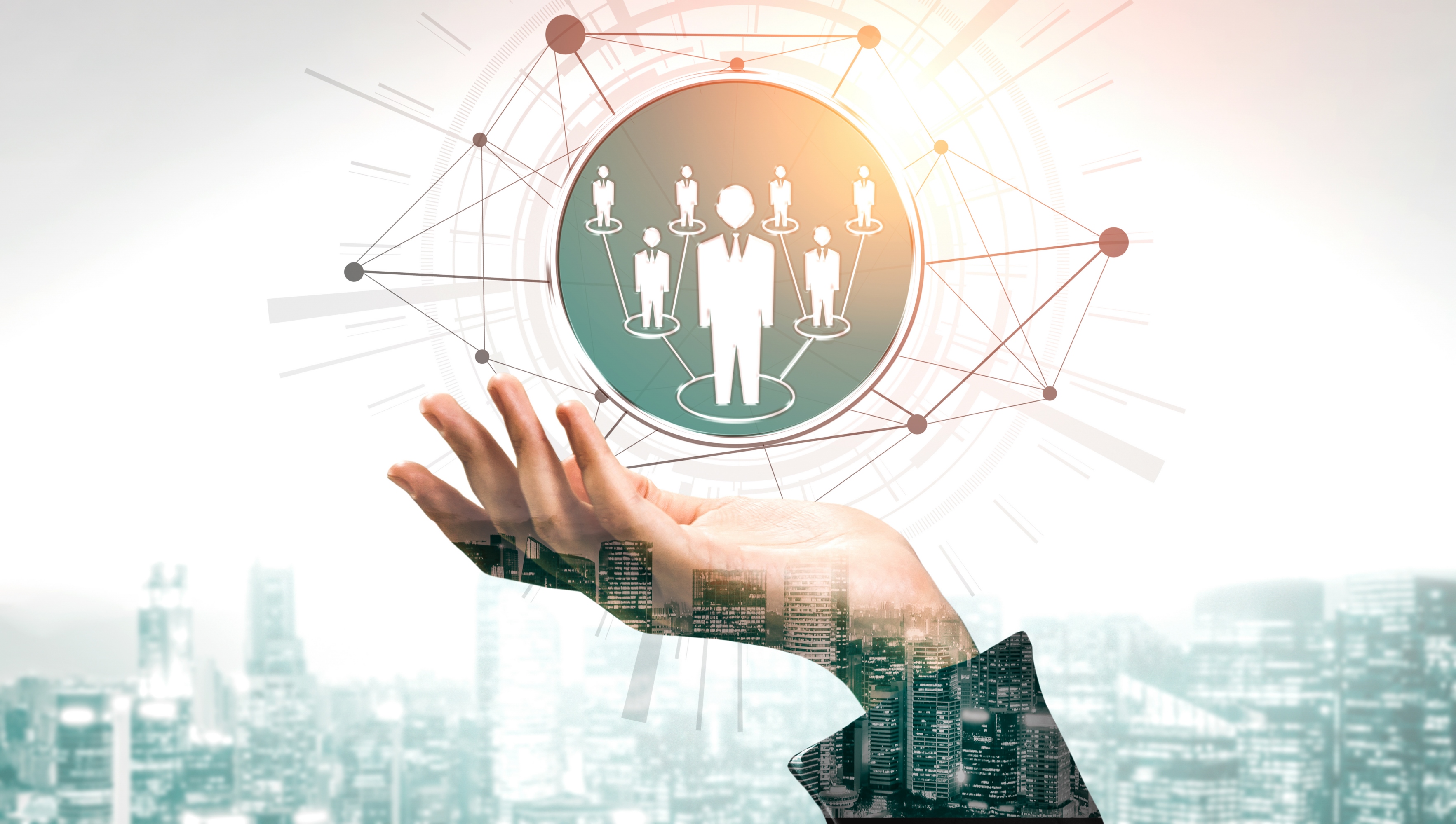 人間とAIのインターフェースが重なるイメージ