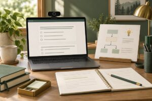 ICT支援員認定試験の知識と説明力を準備する机のイメージ